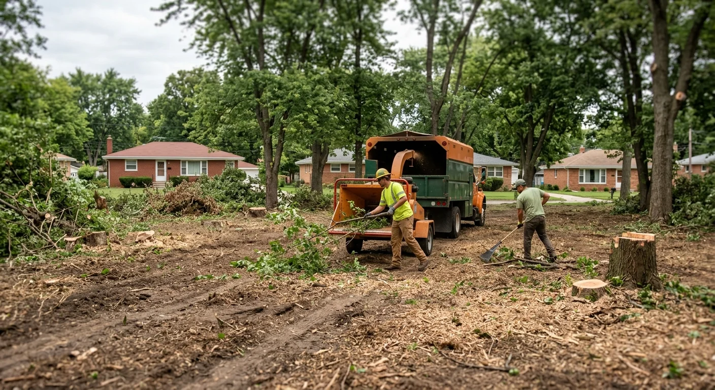 Restored open ground after dense brush clearing on a Bellwood property