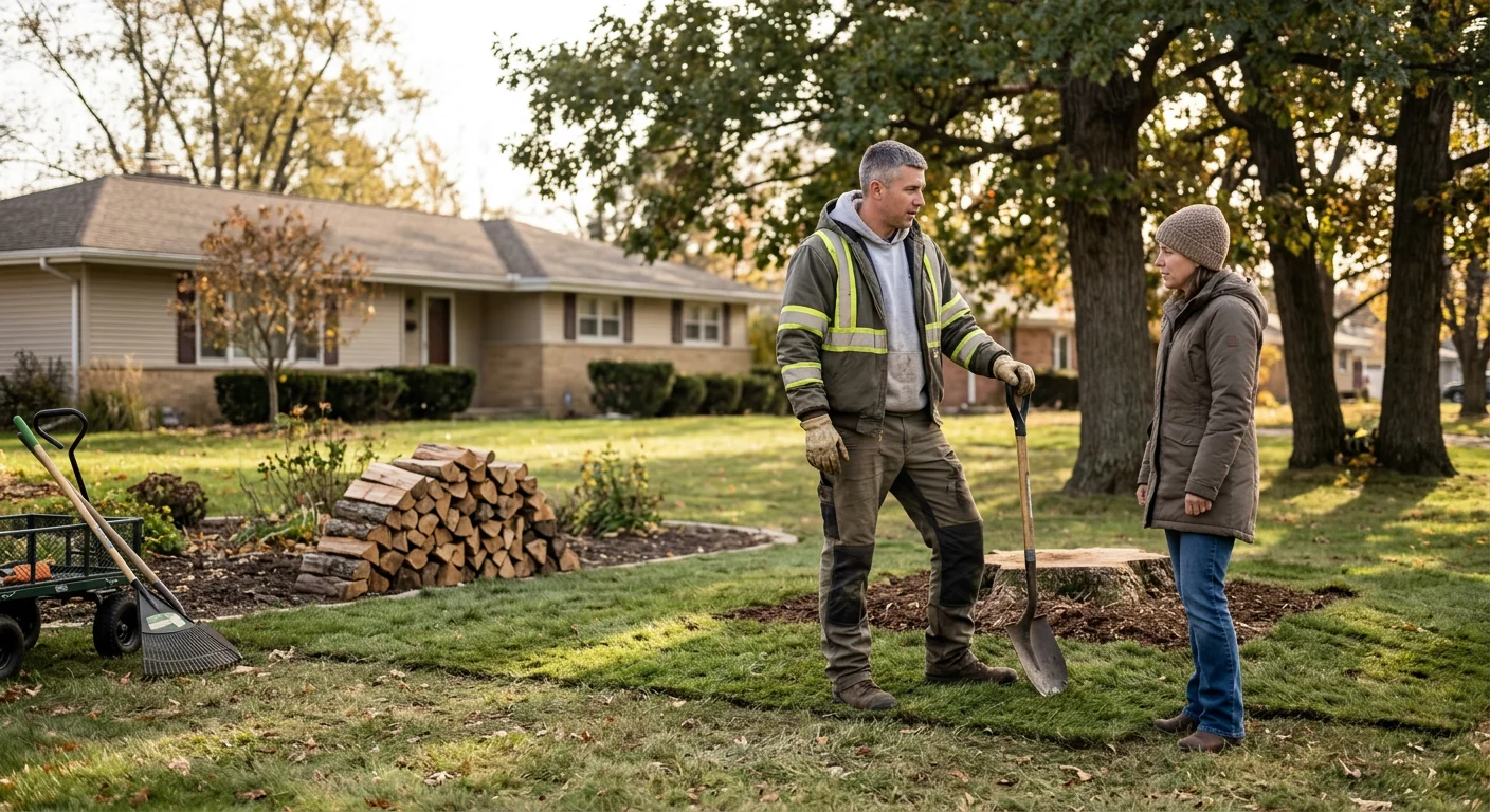 Finished residential yard restored and cleared after emergency tree cleanup