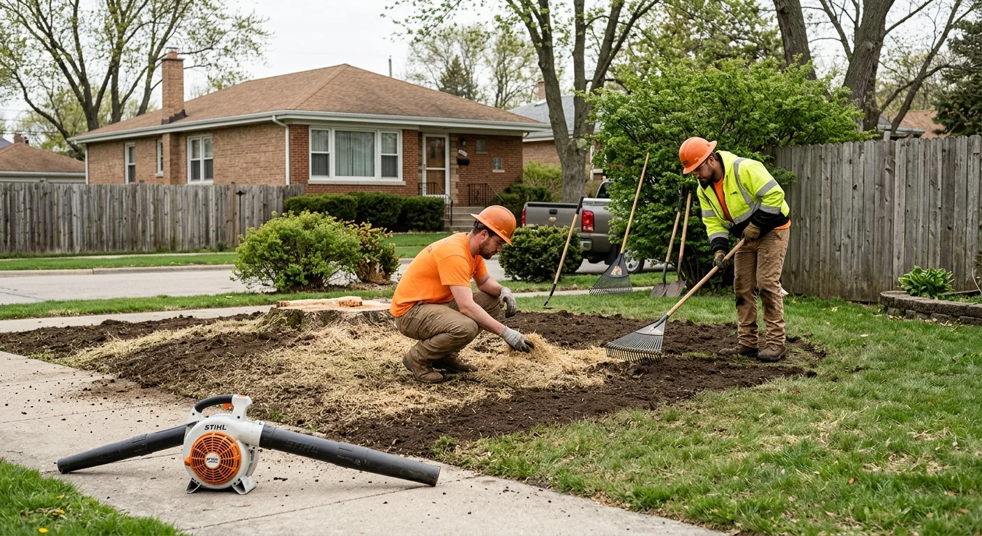 Restored residential yard after emergency tree removal and cleanup in Bellwood
