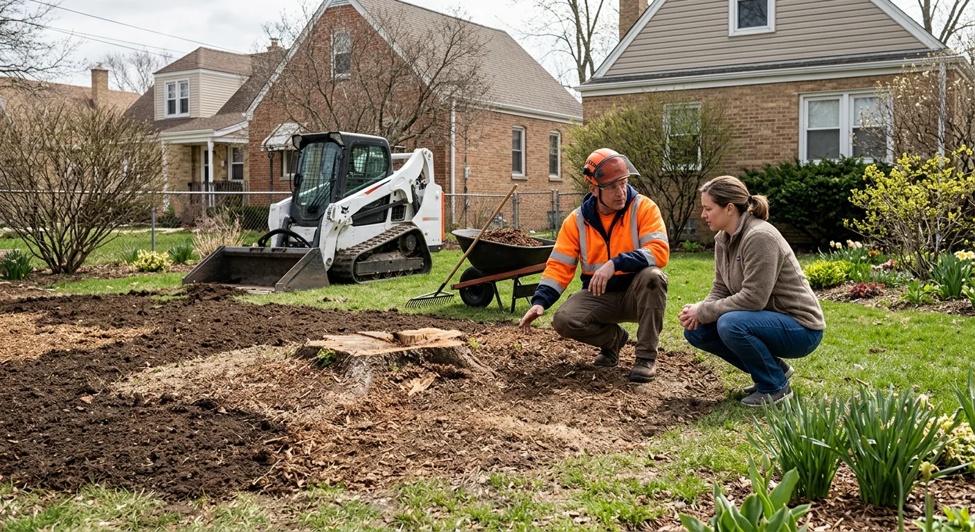 Restored backyard cleared of a decayed tree in Bellwood