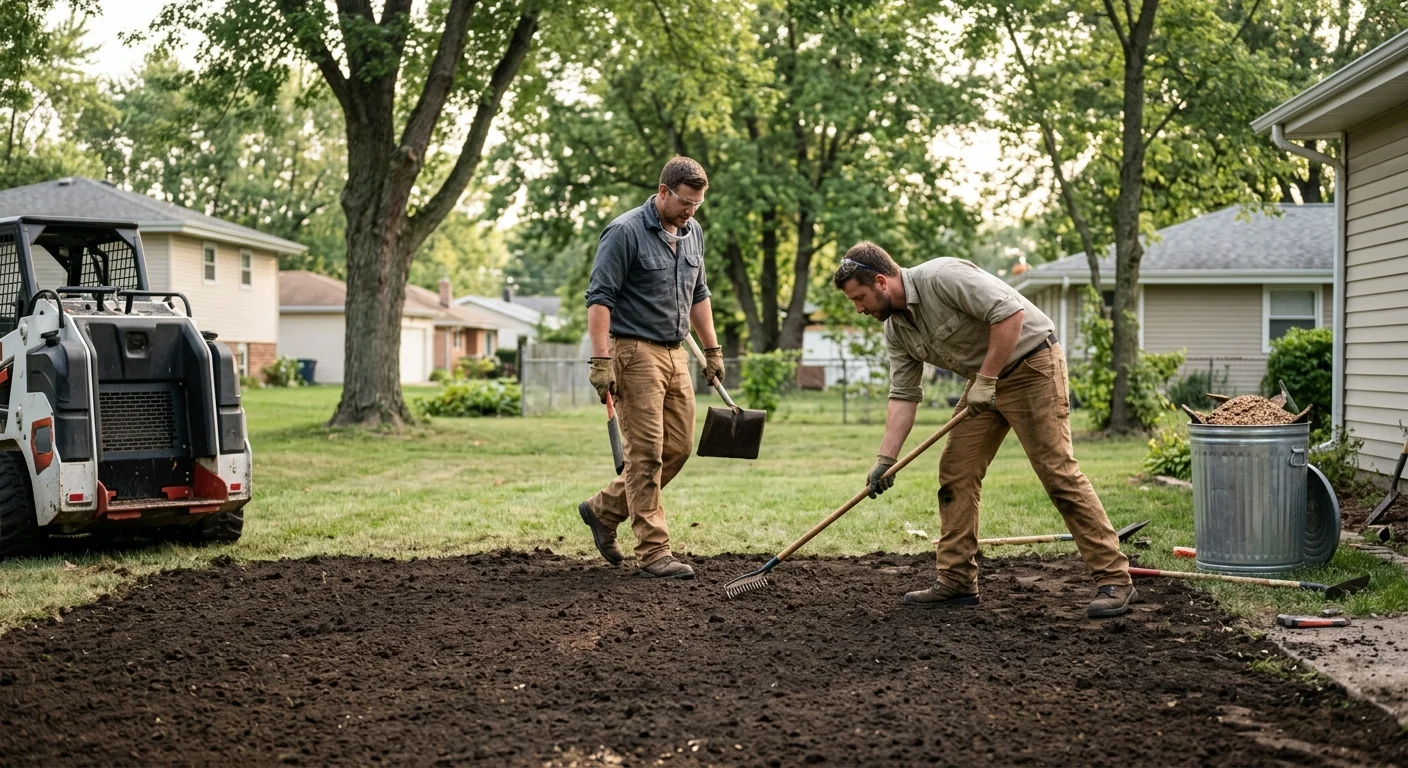 Restored and leveled ground where a stump was removed and backfilled