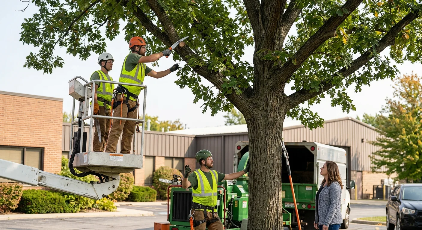 Healthy restored tree canopy on a Bellwood commercial property