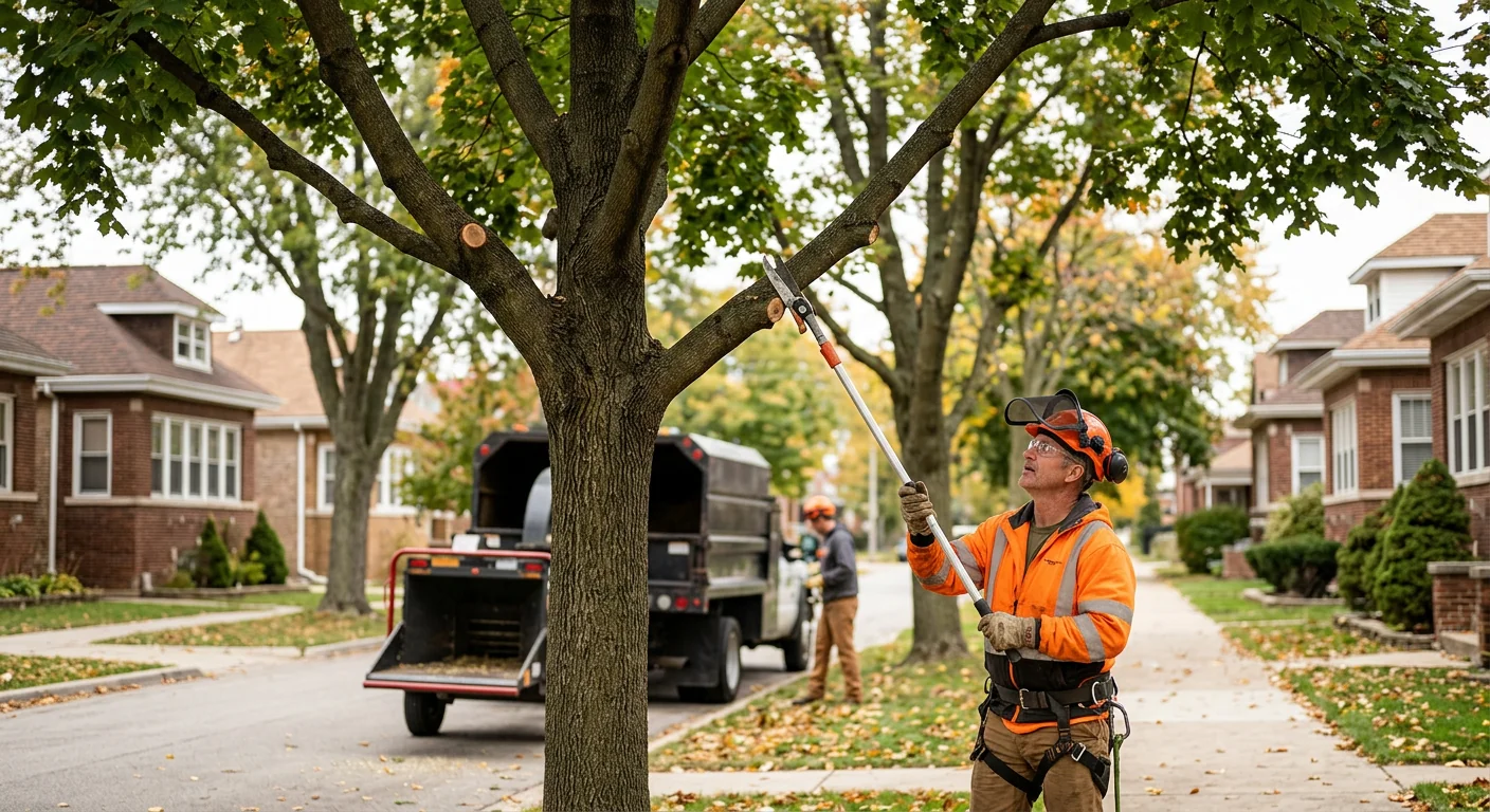 Pruned parkway maple showing improved structure and healthier canopy shape